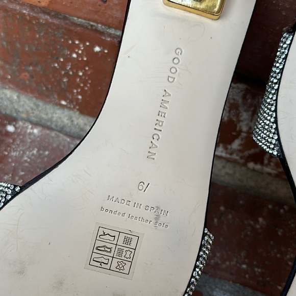 Good‎ American Kickstand Slide Kitten Heel Sandals Black Diamond Size 6.5 - Picture 8 of 9